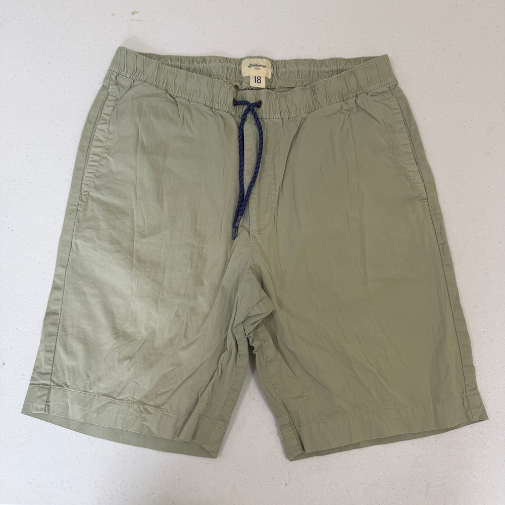 Bellerose PAWL31 Sage Green Elastic Waist Drawstring Cotton Shorts Mens Size 18